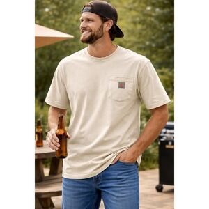 Carhartt Pocket T Shirt Mens XXL Beige Cream Original Fit‎ Workwear Cotton
